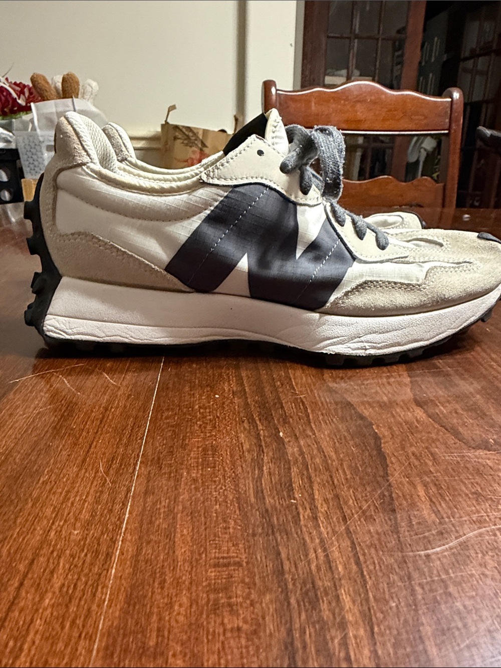 New Balance White and Gray Retro Runner Sneakers - Picture 3 of 5